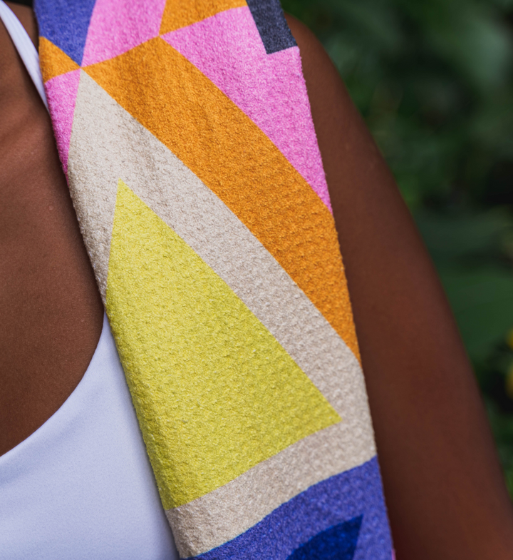 kleurrijke sneldrogende handdoek met een waffel structuur